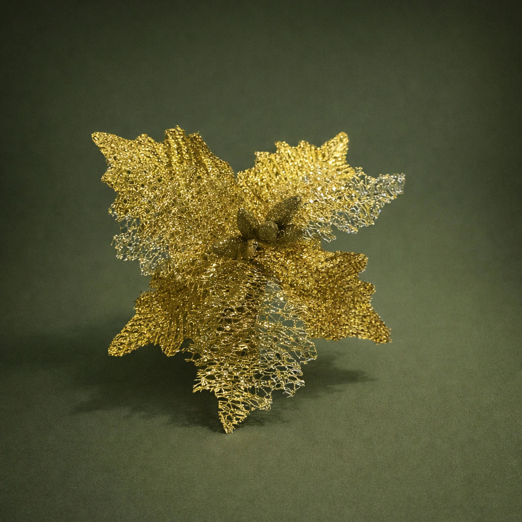 Gold Christmas Poinsettia 15cm