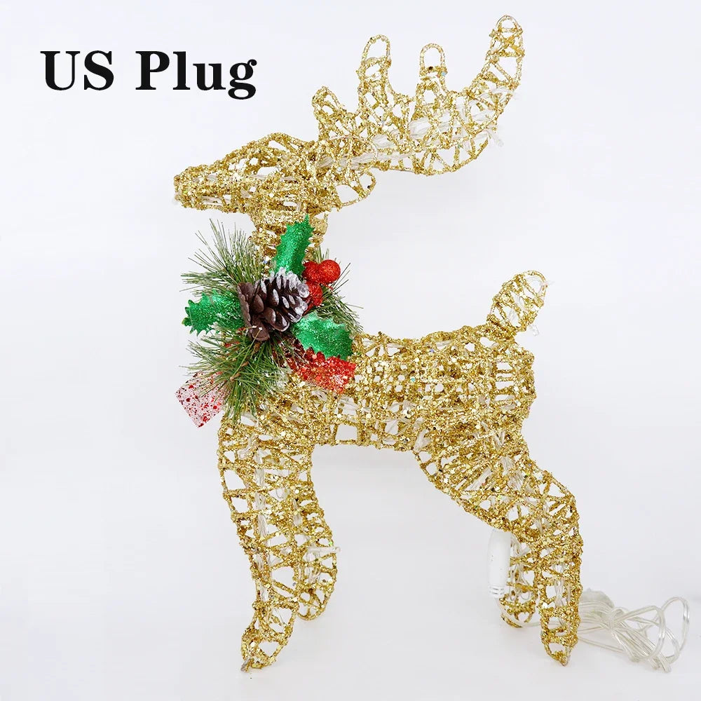 Lighted Wire Reindeer Christmas Decoration - Gold or Silver, Indoor & Outdoor