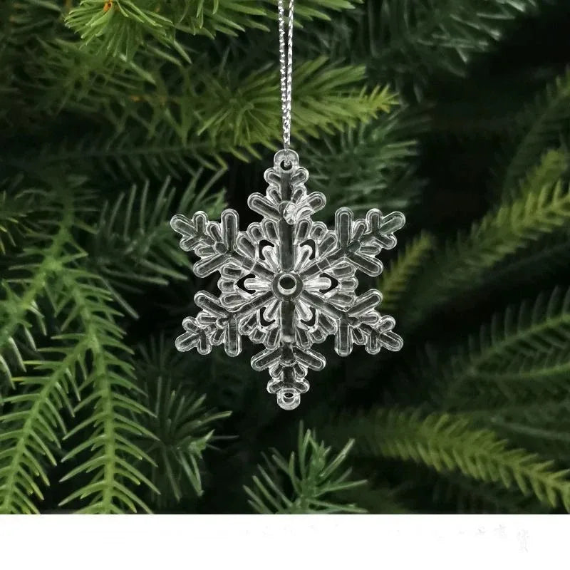 Sparkling Snowflake Hanging Ornaments - Set of 10