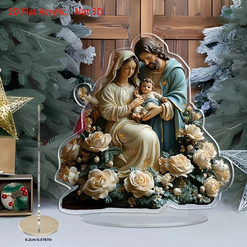 Acrylic Nativity Scene Decoration - Modern Tabletop Display
