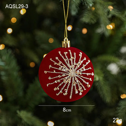 Sequin & Velvet Bow Christmas Ball Ornament - 8 cm