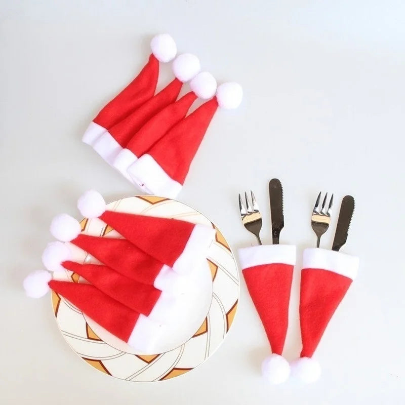 Santa Hat Cutlery Holders - Christmas Table Decor