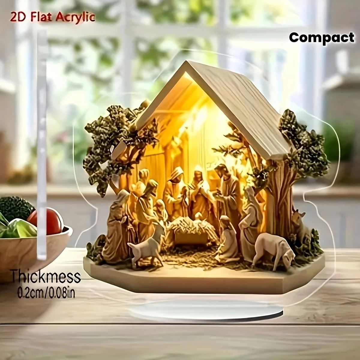 Acrylic Nativity Scene Decoration - Modern Tabletop Display