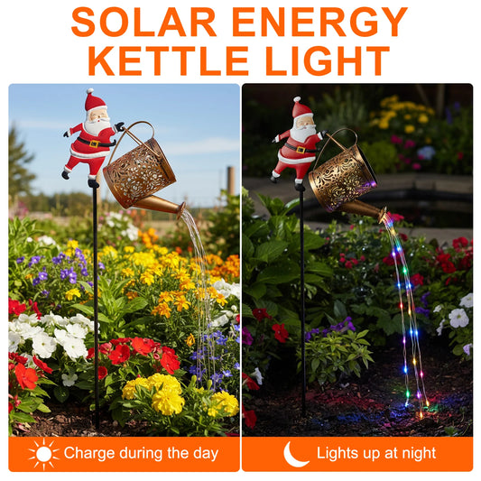 Solar Santa Claus Watering Can Light - Outdoor Christmas Garden Stake