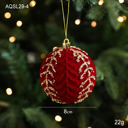 Sequin & Velvet Bow Christmas Ball Ornament - 8 cm