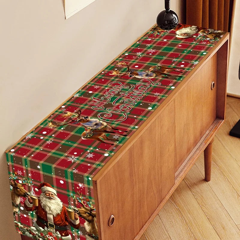Vintage Santa Claus Christmas Table Runner - 35 x 180 cm