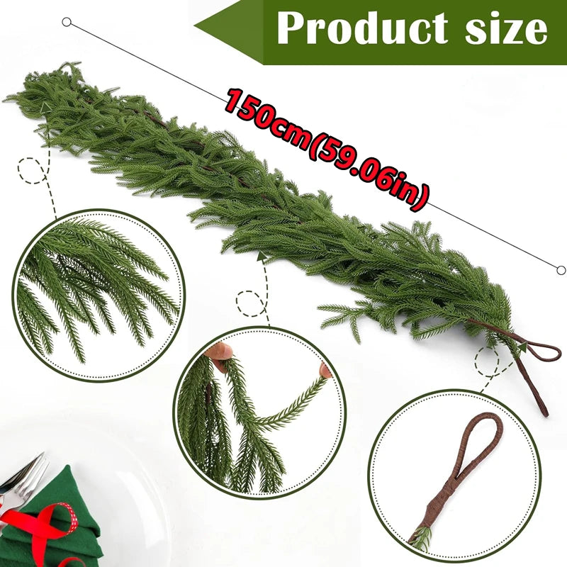Norfolk Pine Christmas Garland with Lights - Mantel & Staircase