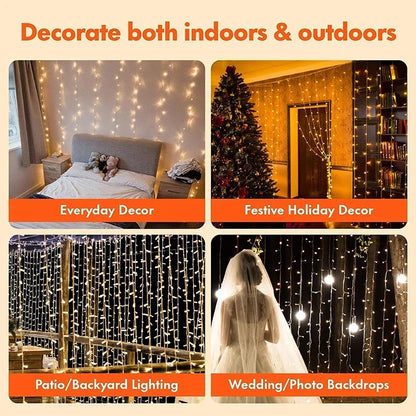 LED Curtain Fairy Lights with Remote - USB Powered, 8 Modes