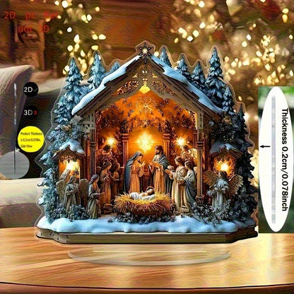 Acrylic Nativity Scene Decoration - Modern Tabletop Display