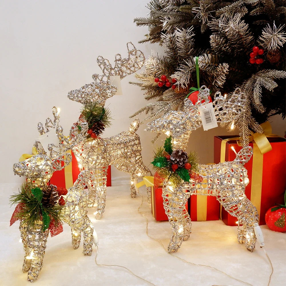 Lighted Wire Reindeer Christmas Decoration - Gold or Silver, Indoor & Outdoor
