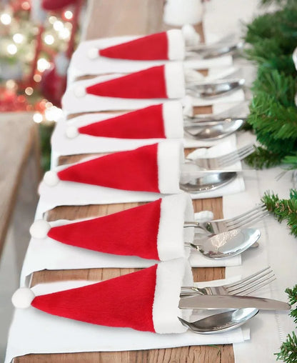 Santa Hat Cutlery Holders - Christmas Table Decor