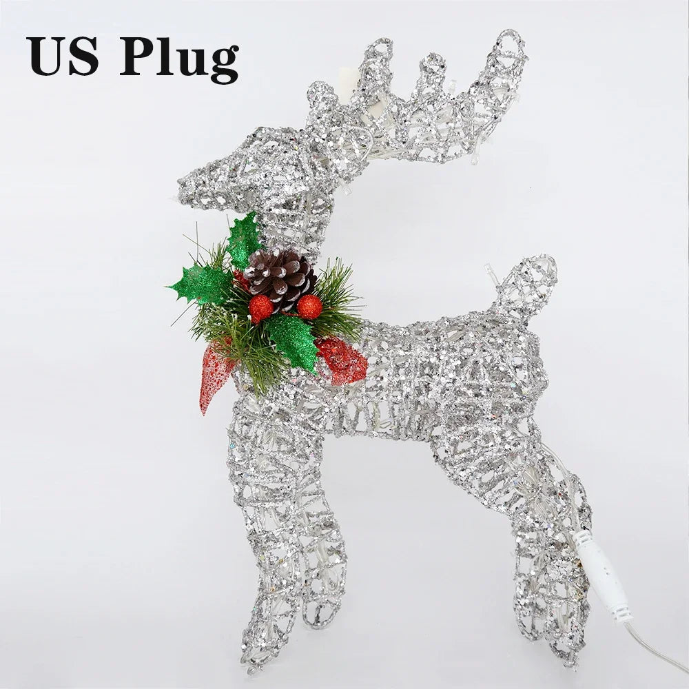 Lighted Wire Reindeer Christmas Decoration - Gold or Silver, Indoor & Outdoor