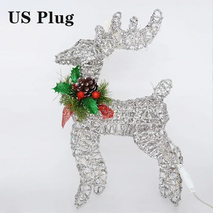 Lighted Wire Reindeer Christmas Decoration - Gold or Silver, Indoor & Outdoor