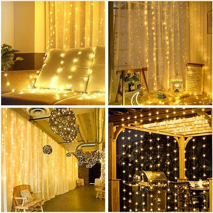 LED Curtain Fairy Lights with Remote - USB Powered, 8 Modes