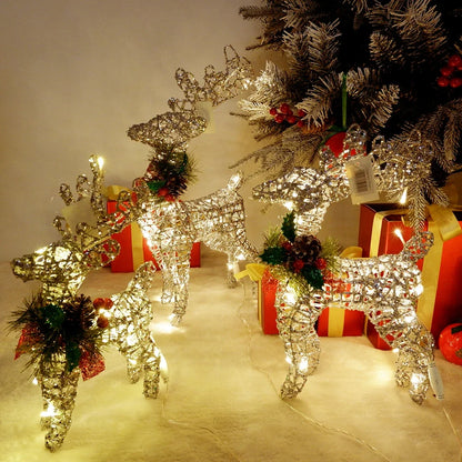 Lighted Wire Reindeer Christmas Decoration - Gold or Silver, Indoor & Outdoor