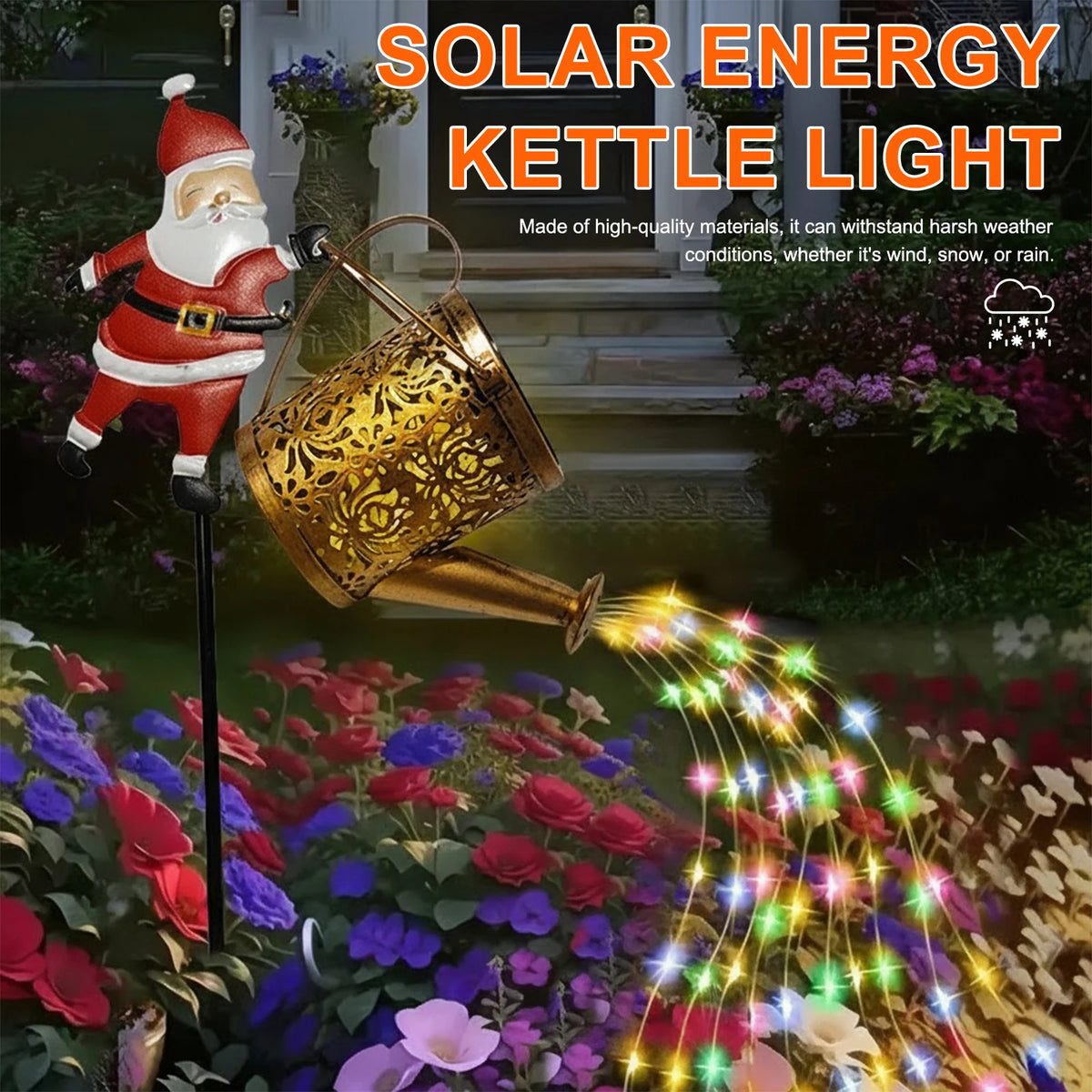 Solar Santa Claus Watering Can Light - Outdoor Christmas Garden Stake