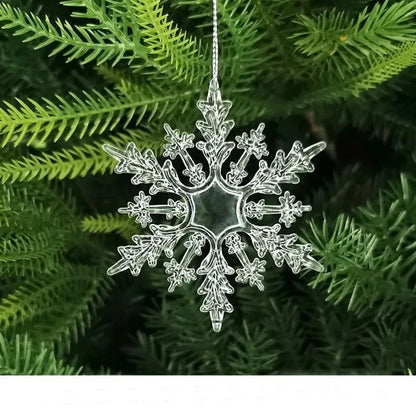 Sparkling Snowflake Hanging Ornaments - Set of 10