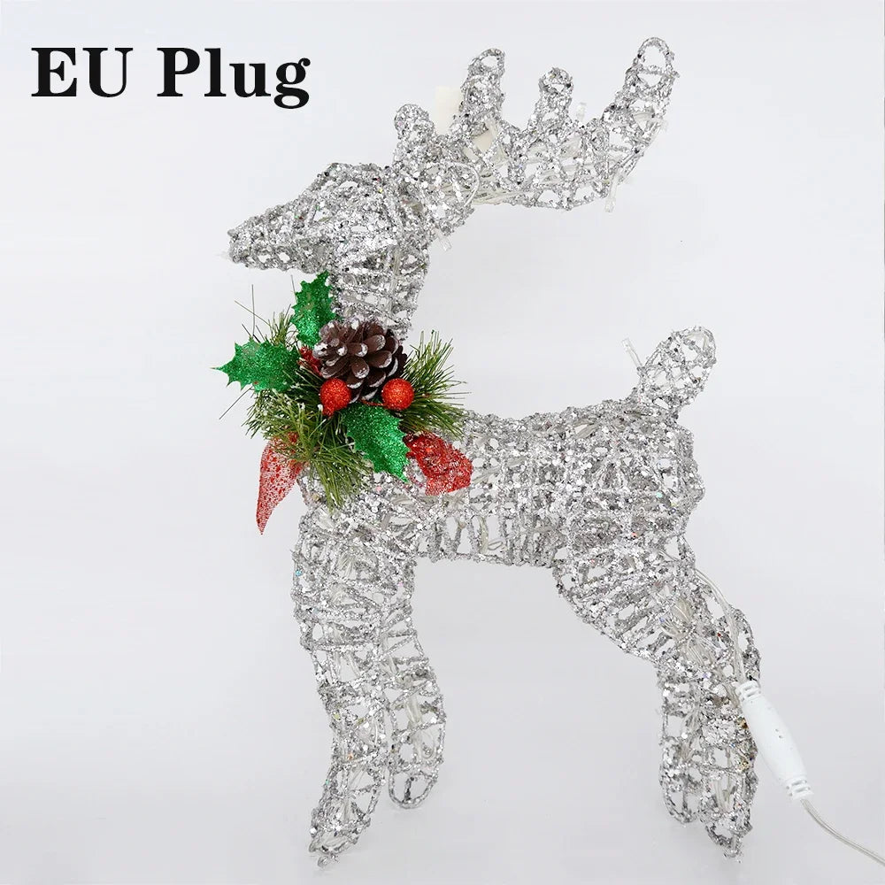 Lighted Wire Reindeer Christmas Decoration - Gold or Silver, Indoor & Outdoor