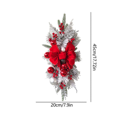 Red Christmas Wreath with Ornaments - 45 cm, Pre-Lit