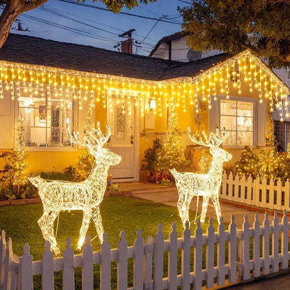 Solar Icicle Curtain Lights - 162 LEDs, Waterproof, 8 Modes