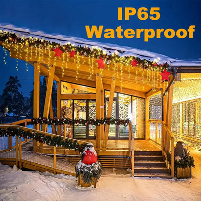 Solar Icicle Curtain Lights - 162 LEDs, Waterproof, 8 Modes