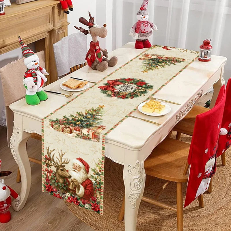 Vintage Santa Claus Christmas Table Runner - 35 x 180 cm