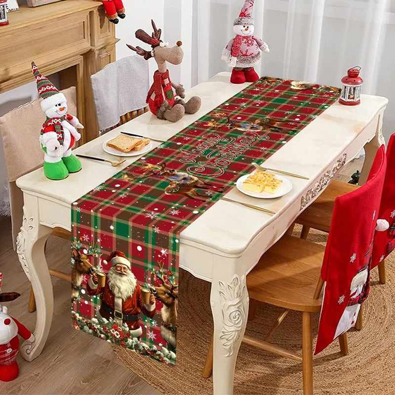 Vintage Santa Claus Christmas Table Runner - 35 x 180 cm