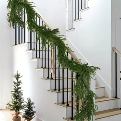 Norfolk Pine Christmas Garland with Lights - Mantel & Staircase