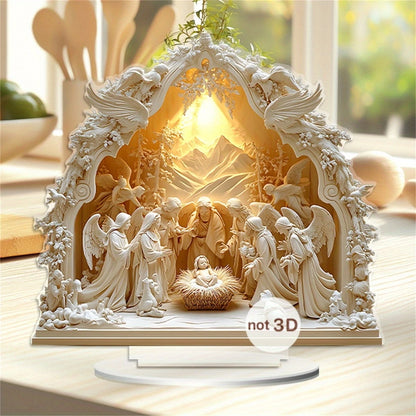 Acrylic Nativity Scene Decoration - Modern Tabletop Display