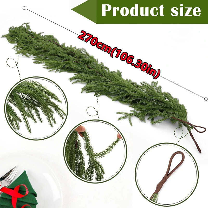 Norfolk Pine Christmas Garland with Lights - Mantel & Staircase