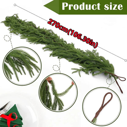 Norfolk Pine Christmas Garland with Lights - Mantel & Staircase