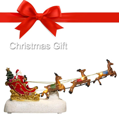 Light-Up Santa Sleigh with Reindeer Figurine