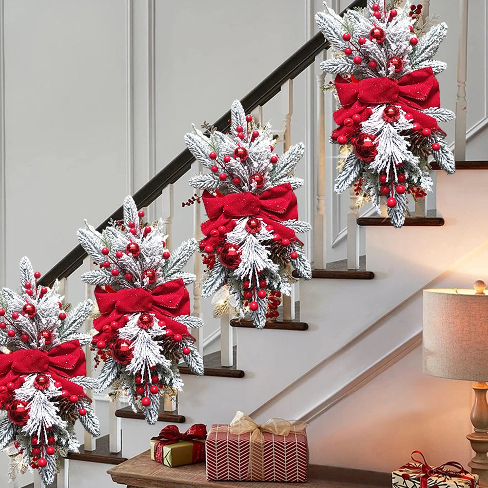 Red Christmas Wreath with Ornaments - 45 cm, Pre-Lit