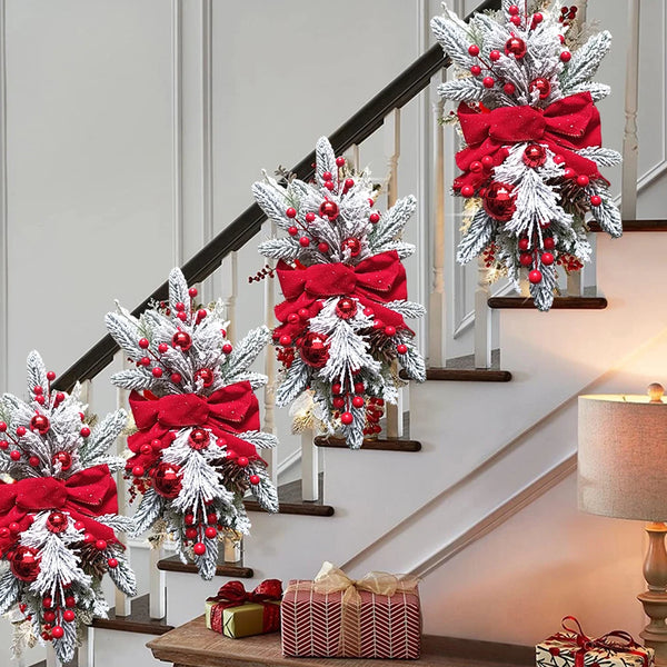 Red Christmas Wreath with Ornaments - 45 cm, Pre-Lit