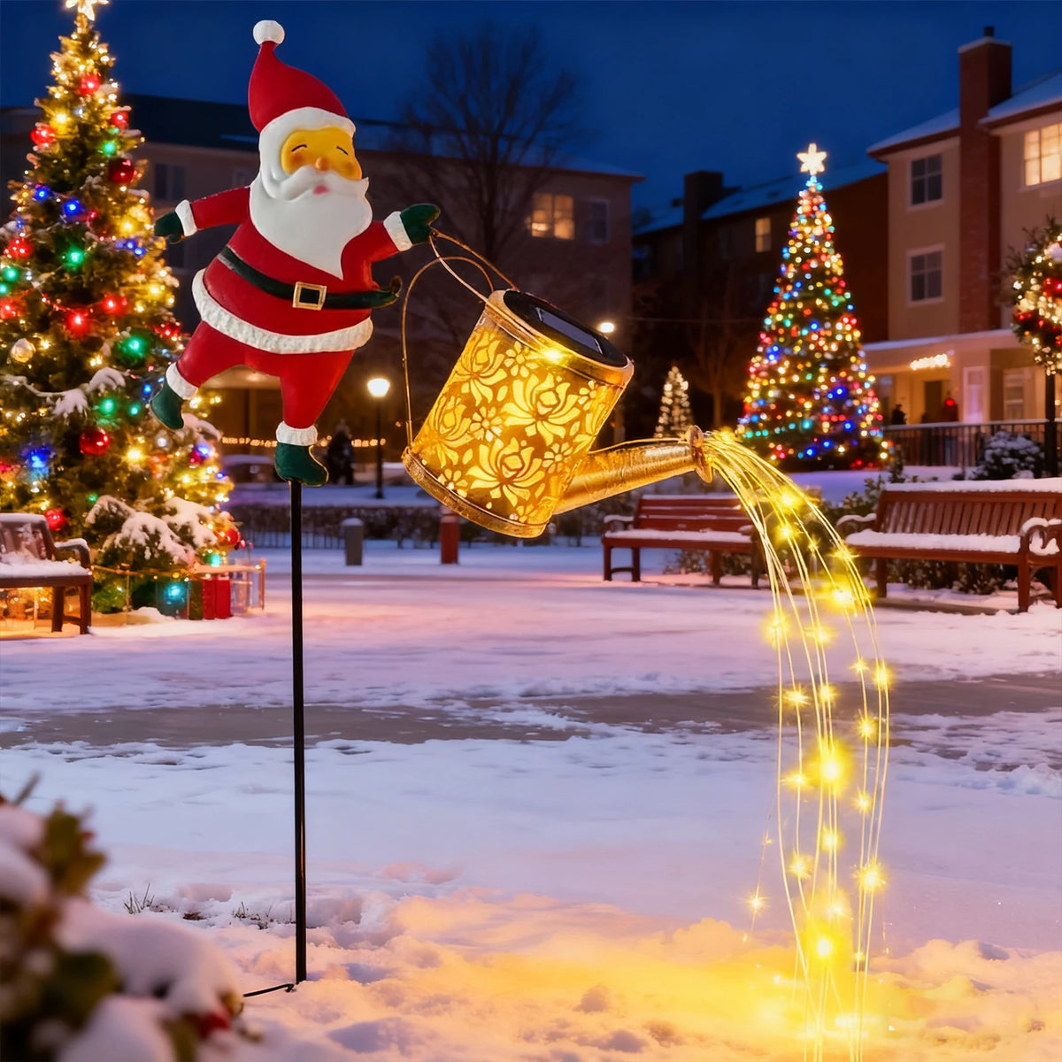 Solar Santa Claus Watering Can Light - Outdoor Christmas Garden Stake