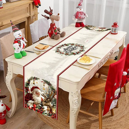 Vintage Santa Claus Christmas Table Runner - 35 x 180 cm
