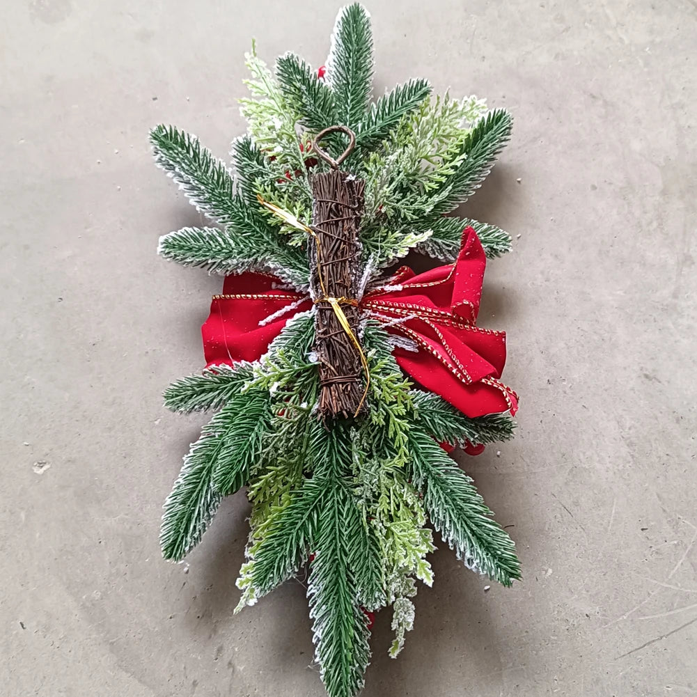 Red Christmas Wreath with Ornaments - 45 cm, Pre-Lit