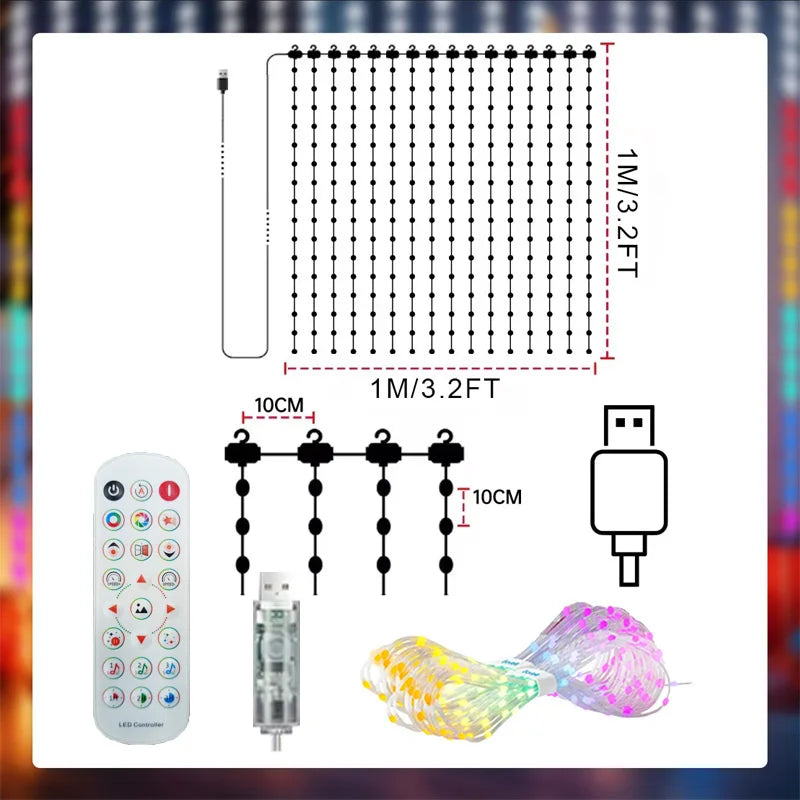 Smart App-Controlled LED Curtain Lights - Music Sync & DIY Designs