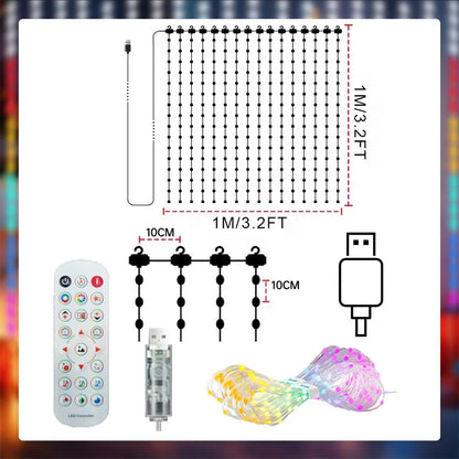 Smart App-Controlled LED Curtain Lights - Music Sync & DIY Designs