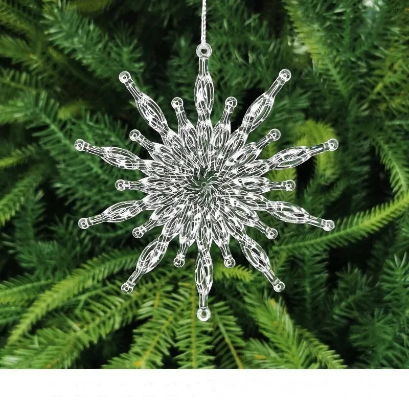 Sparkling Snowflake Hanging Ornaments - Set of 10