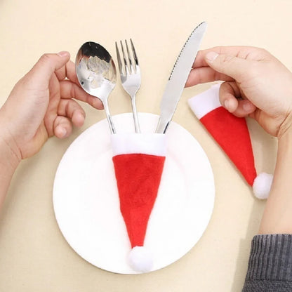 Santa Hat Cutlery Holders - Christmas Table Decor