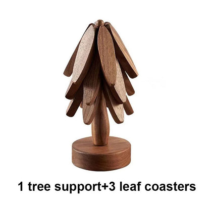 Wooden Christmas Tree Trivets & Coasters Set