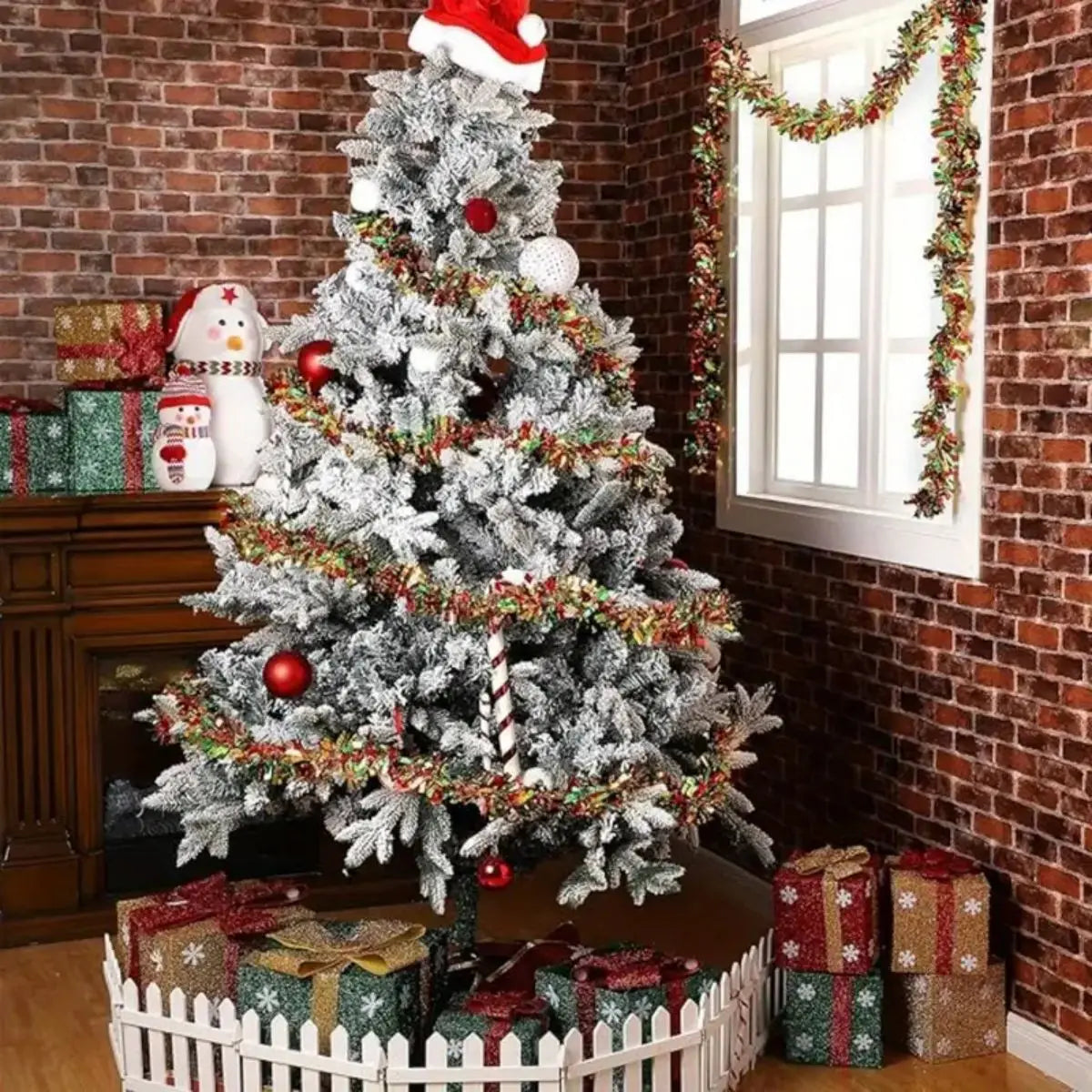 Shiny Metallic Tinsel Garland with LED Lights
