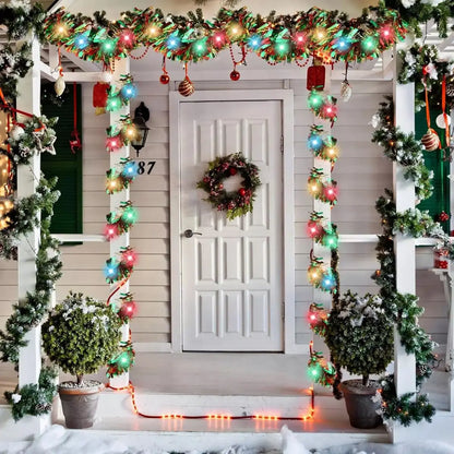Shiny Metallic Tinsel Garland with LED Lights