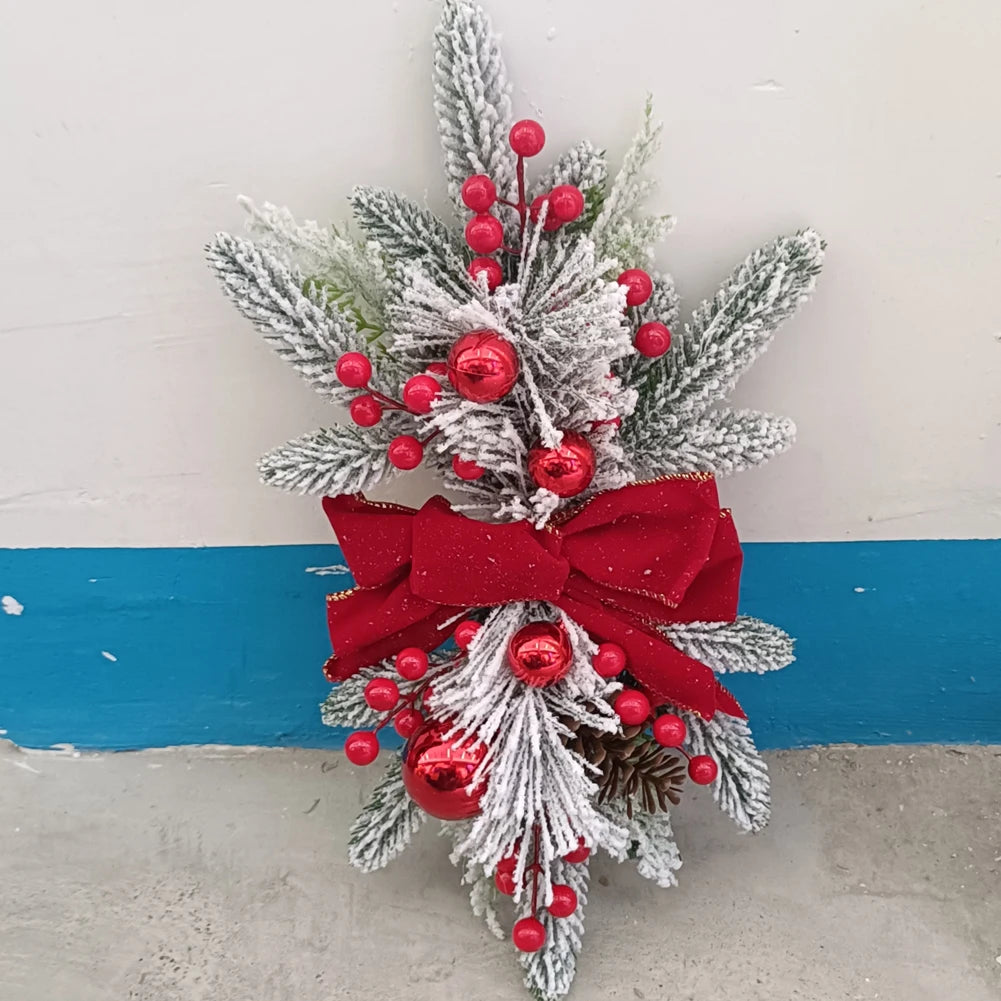 Red Christmas Wreath with Ornaments - 45 cm, Pre-Lit