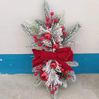 Red Christmas Wreath with Ornaments - 45 cm, Pre-Lit