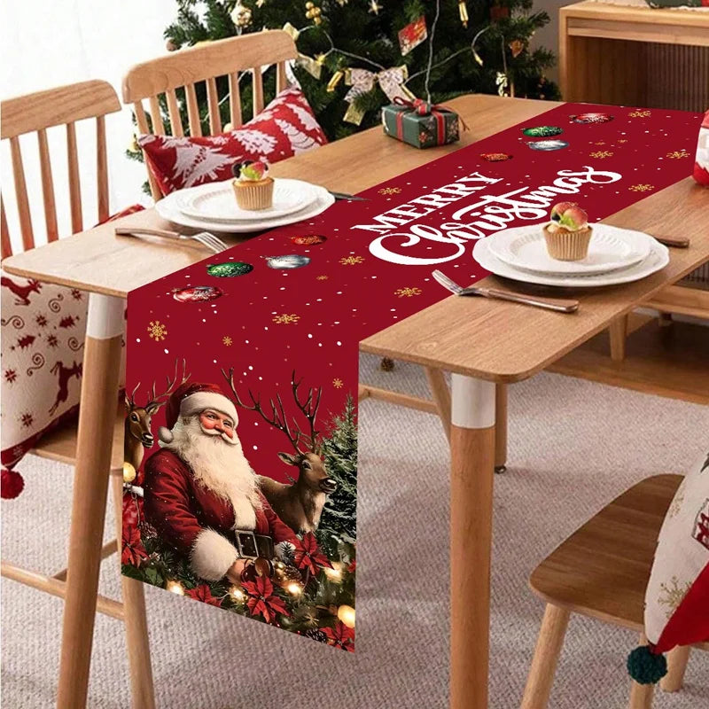 Vintage Santa Claus Christmas Table Runner - 35 x 180 cm