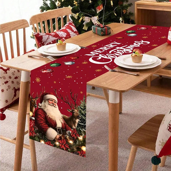 Vintage Santa Claus Christmas Table Runner - 35 x 180 cm