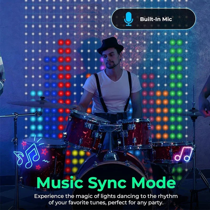 Smart App-Controlled LED Curtain Lights - Music Sync & DIY Designs