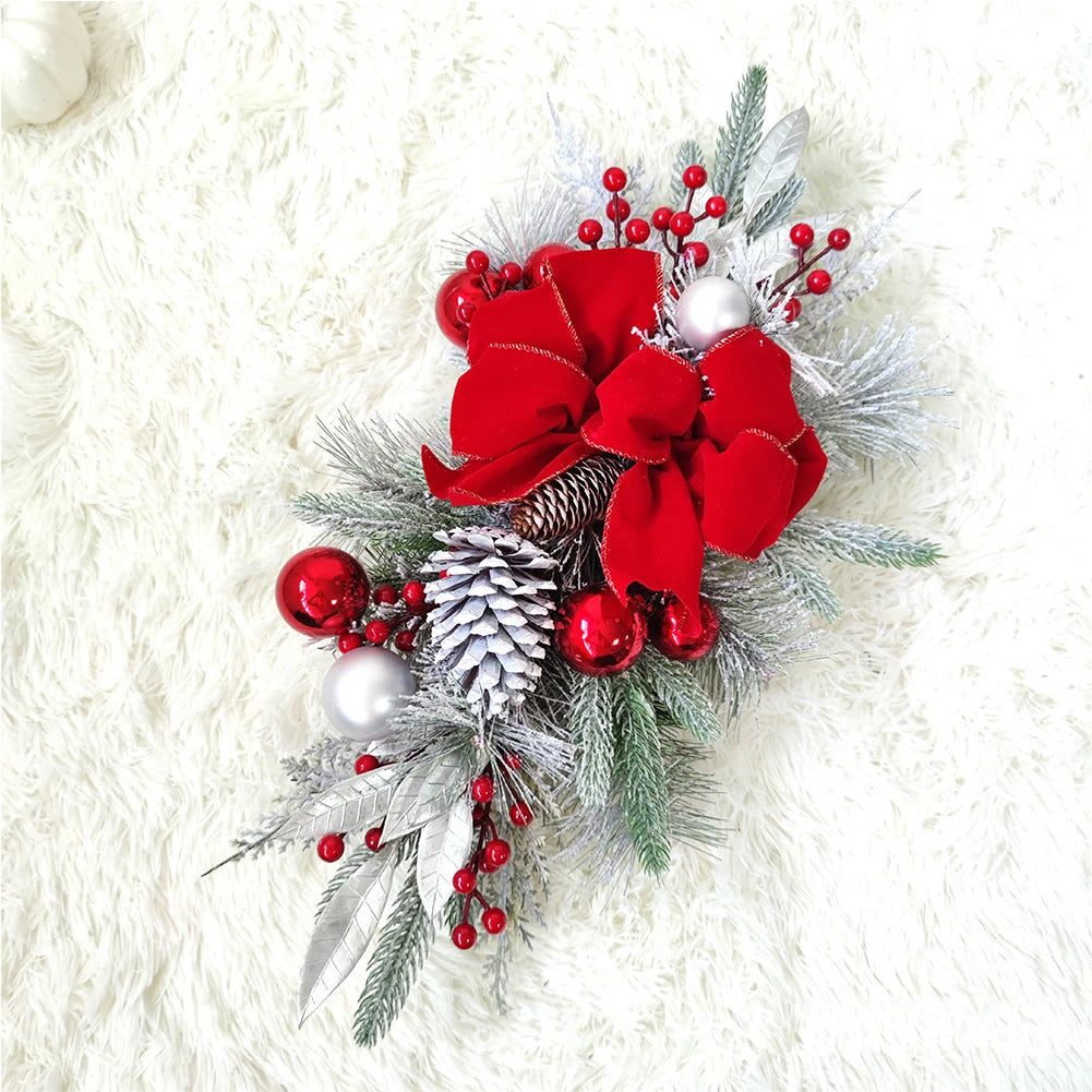 Red Christmas Wreath with Ornaments - 45 cm, Pre-Lit